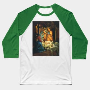 Vintage Christmas Nativity Scene Baseball T-Shirt